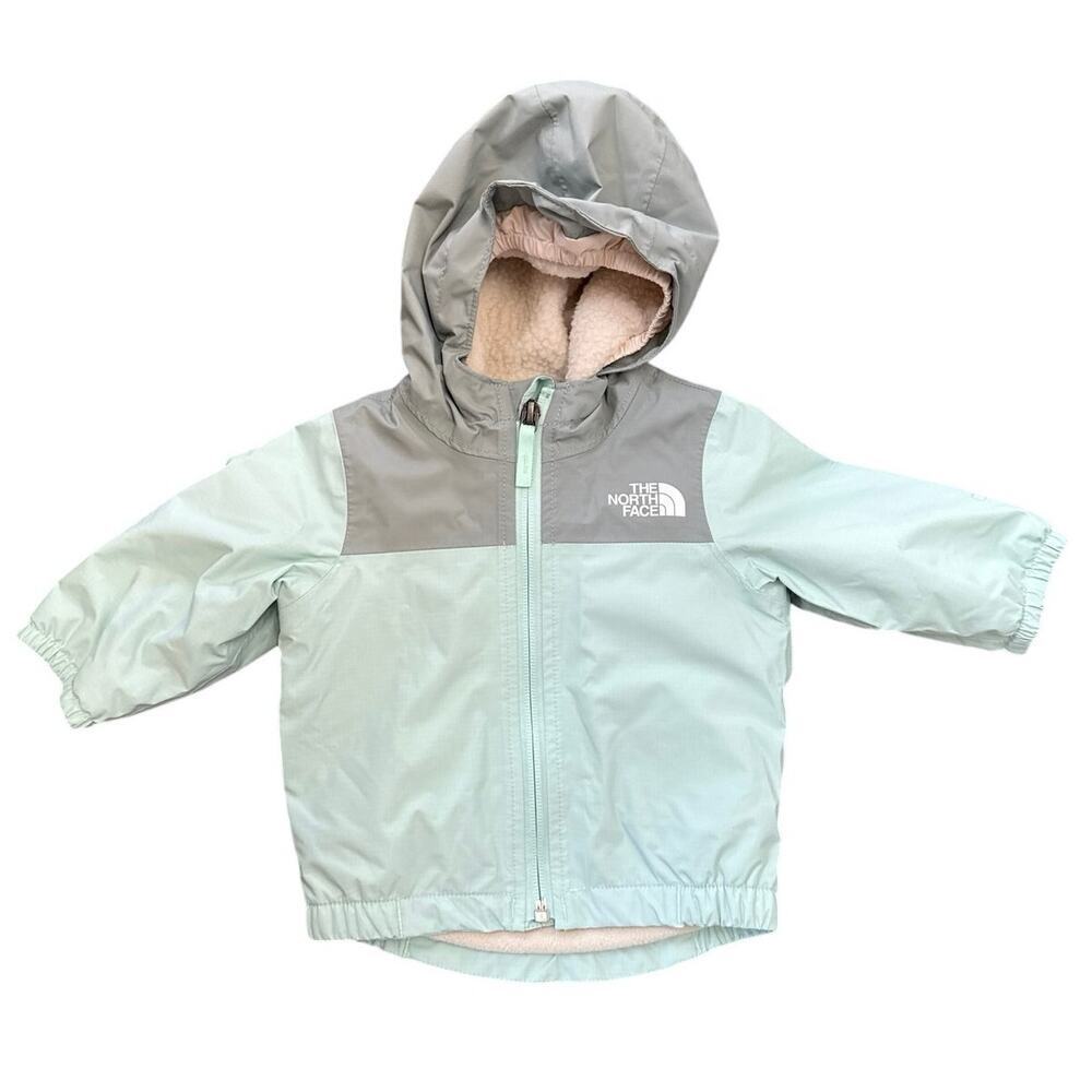 The North Face Unisex Infant Hooded Storm Jacket Mint Gray Size 0-3 months